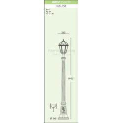 Фонарный уличный столб K26.158.000.E27 ARTU SALEM E27