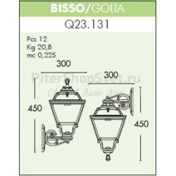 Настенный уличный фонарь Q23.131.000.E27 BISSO GOLIA E27