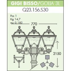 Фонарный уличный столб Q23.156.S30.E27 GIGI BISSO/GOLIA E27 3L