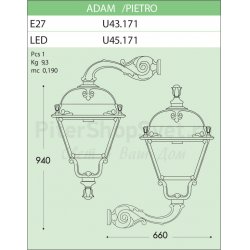 Уличный настенный фонарь ADAM PIETRO
