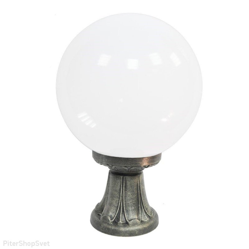 Белый 30см шар на столбе цвета бронзы «GLOBE 300 MINILOT» G30.111.000.BYЕ27