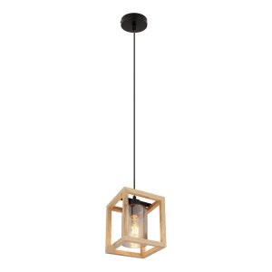 Подвесной светильник с деревянным кубом «Pettey»