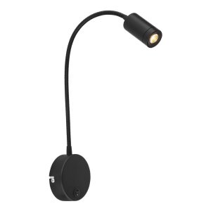 Чёрный гибкий настенный светильник с выключателем 3Вт 3000К «Milly»
