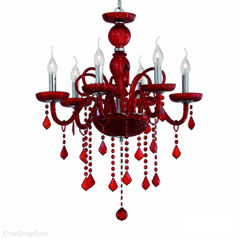 Красная стеклянная люстра свечи GIUDECCA SP6 ROSSO