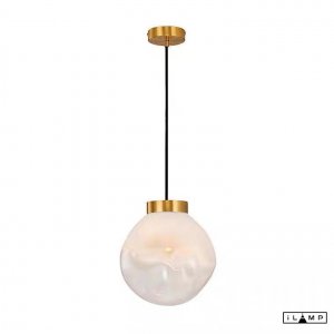 Золотой подвесной светильник с плафоном мятый шар «Pear»