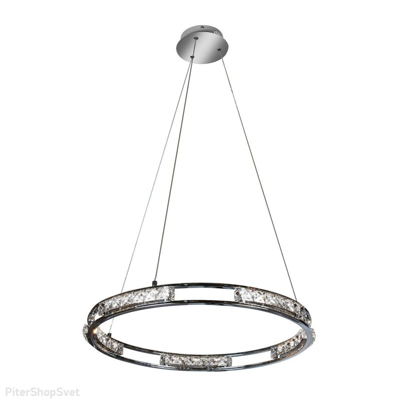 Хромированная подвесная люстра кольцо 30Вт с пультом ДУ «Crystal» 16364/600 CR