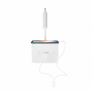 Белый гибкий настенный светильник с выключателем полкой и USB «Support»