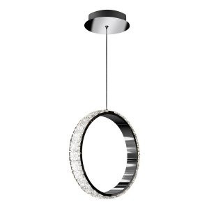 Хрустальный подвесной светильник вертикальное кольцо 18Вт с пультом ДУ «Crystal ice»