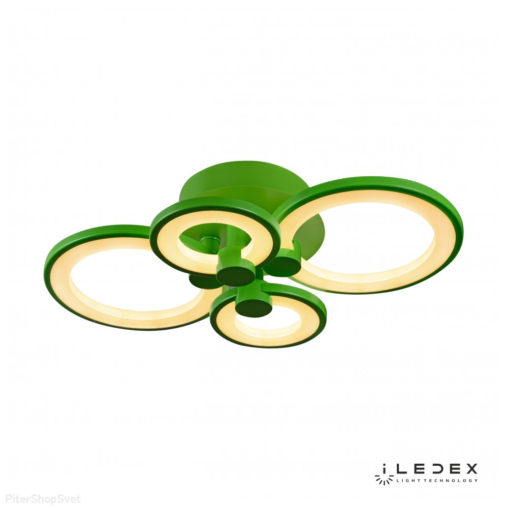 Зелёная потолочная люстра кольца 56Вт с пультом «Ring» A001/4 Green
