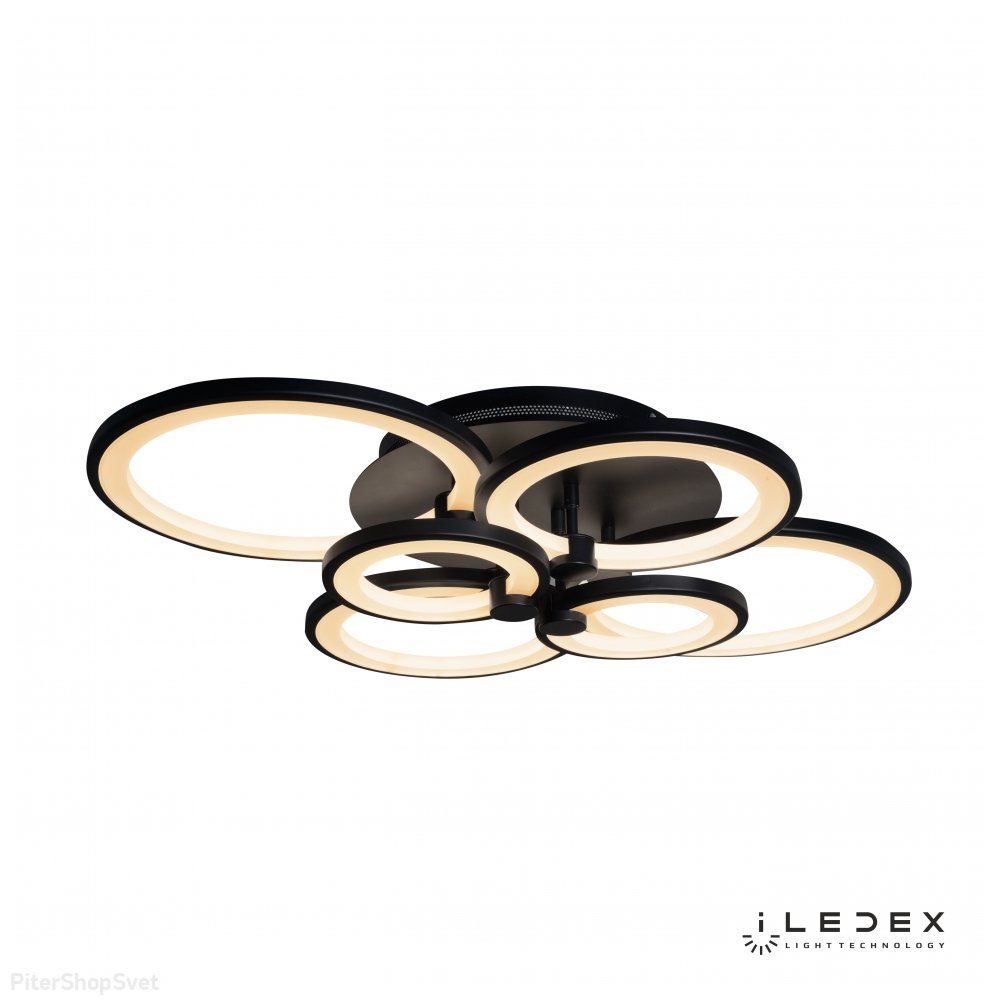 Чёрная потолочная люстра кольца 96Вт с пультом «Ring» A001/6 BK