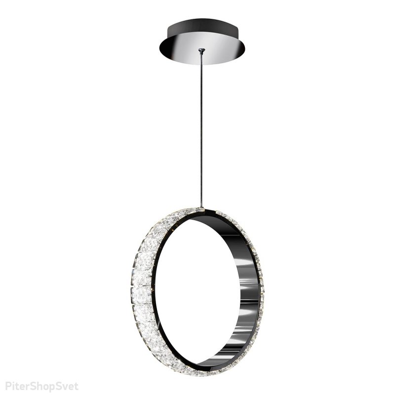 Хрустальный подвесной светильник вертикальное кольцо 18Вт с пультом ДУ «Crystal ice» MD7216-1 CR