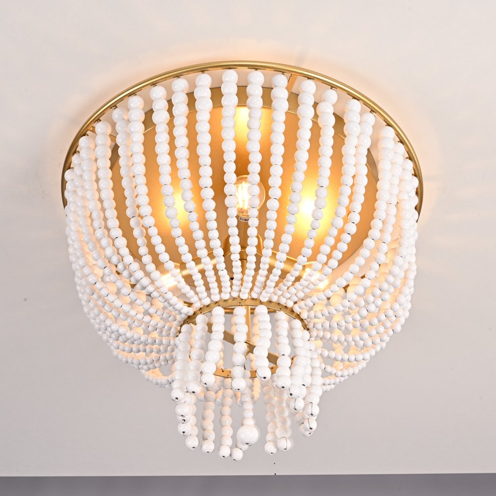 Потолочная люстра с деревянными бусами «Jacqueline Clear Flush-Mount» 186173-22