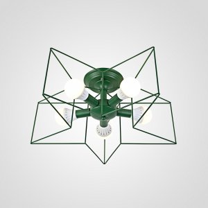 Зелёная потолочная люстра звезда с открытыми лампами «Asteri»