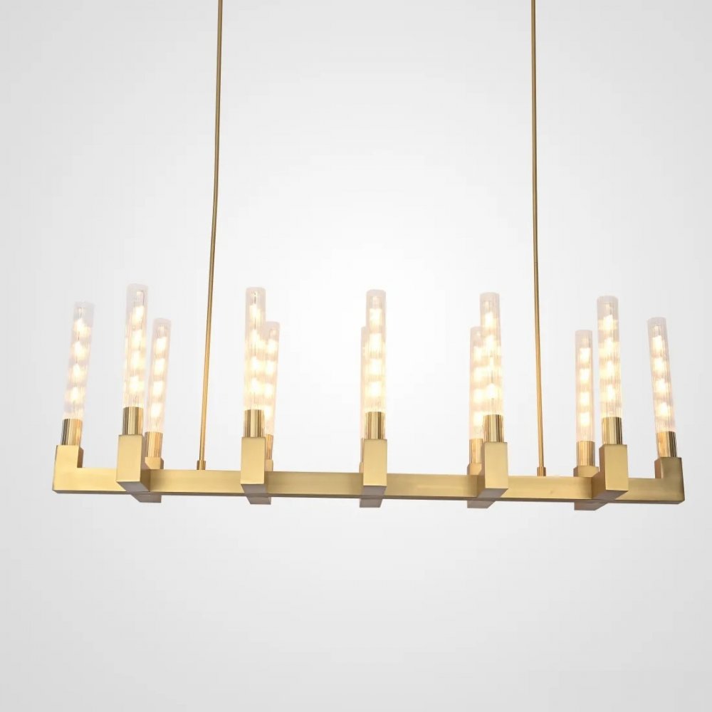 Длинная люстра на штангах «Rh Canelle Linear Chandelier 12 Modern Brass» 84598-22