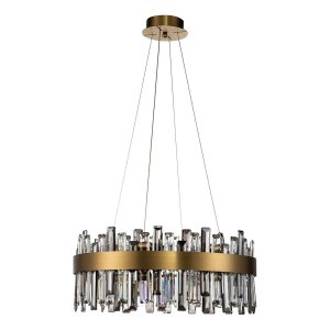 Люстра с кристаллами 12 ламп d60см «12006/12P Brass Ritmo»
