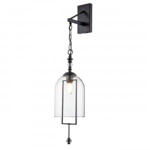 Настенный светильник с подвесным плафоном, чёрный/прозрачный «ALTA»
