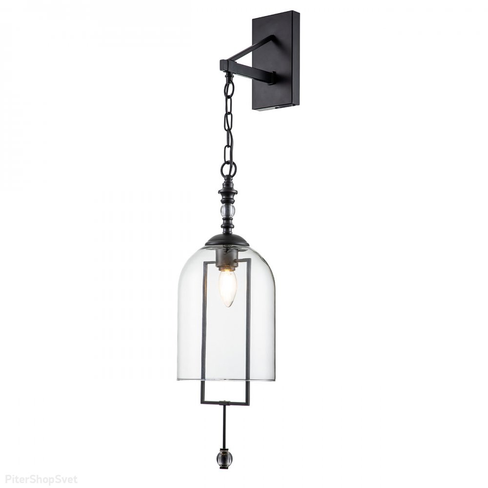 Настенный светильник с подвесным плафоном, чёрный/прозрачный «ALTA» V000391