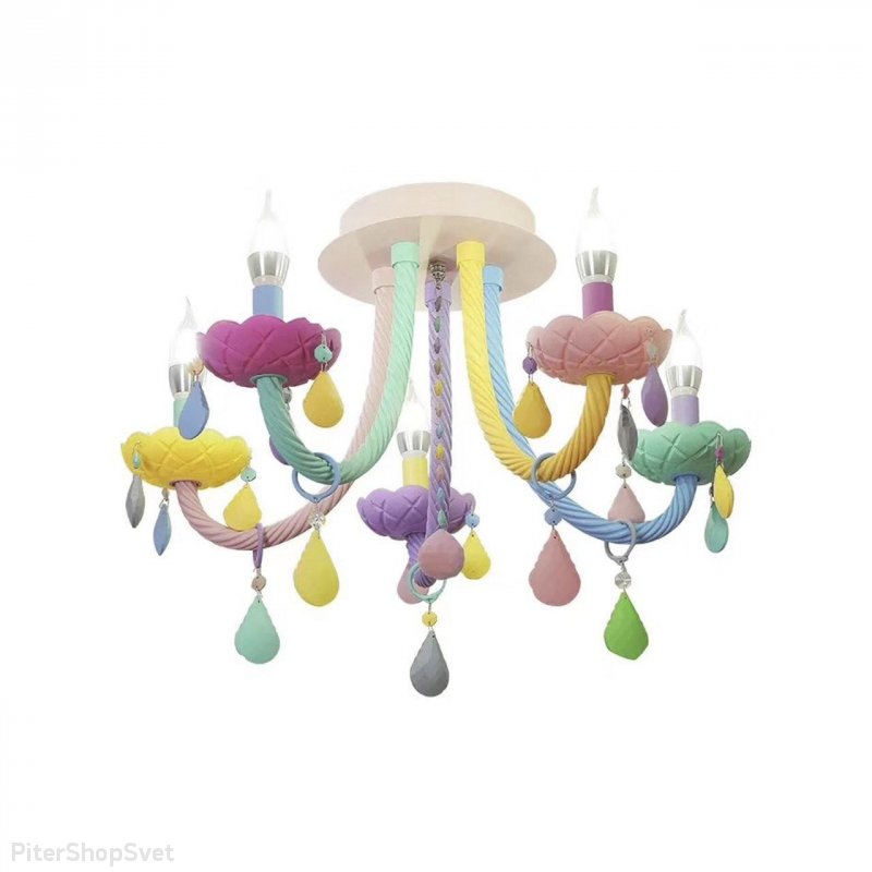 Разноцветная потолочная люстра со свечами «Астрид» 074175-5