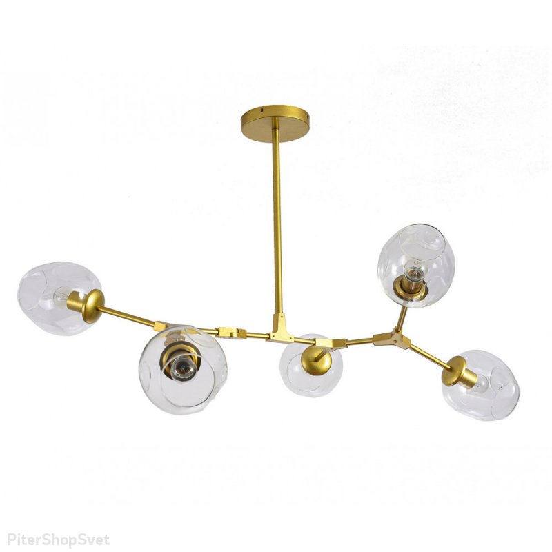 Люстра на штанге золотого цвета с прозрачными плафонами «Нисса» 07512-5,33(21)