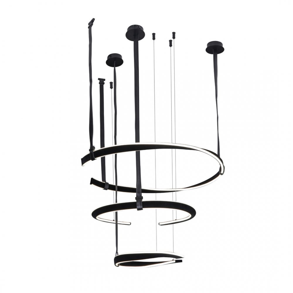 Подвесная люстра 3 кольца на кожаных ремнях 55Вт, 35Вт, 25Вт 4000К «Маджена» 07656-3A,19(4000K)