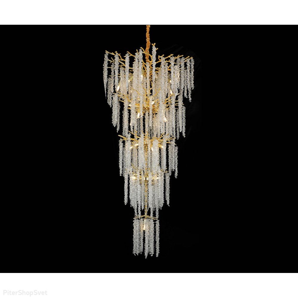 Золотая подвесная люстра ветви с хрустальными подвесками «Шанти» 07871-5RD,33