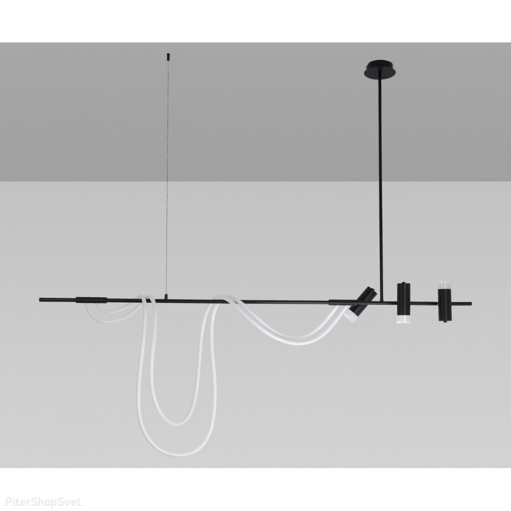 Чёрный длинный подвесной светильник светящаяся верёвка с тремя спотами «Кайли» 08039-180A,19
