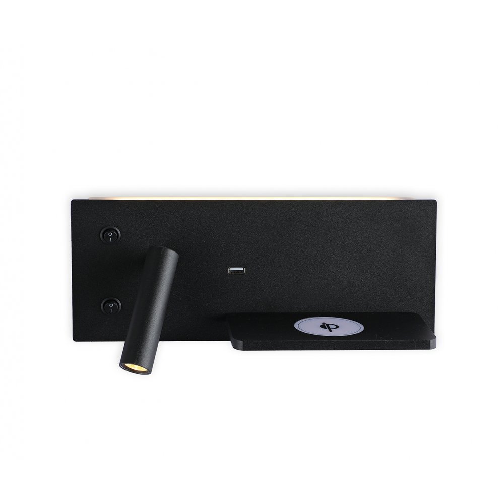 Настенное бра-полка с беспроводной зарядкой и USB (правое) «Норти» 08075R,19
