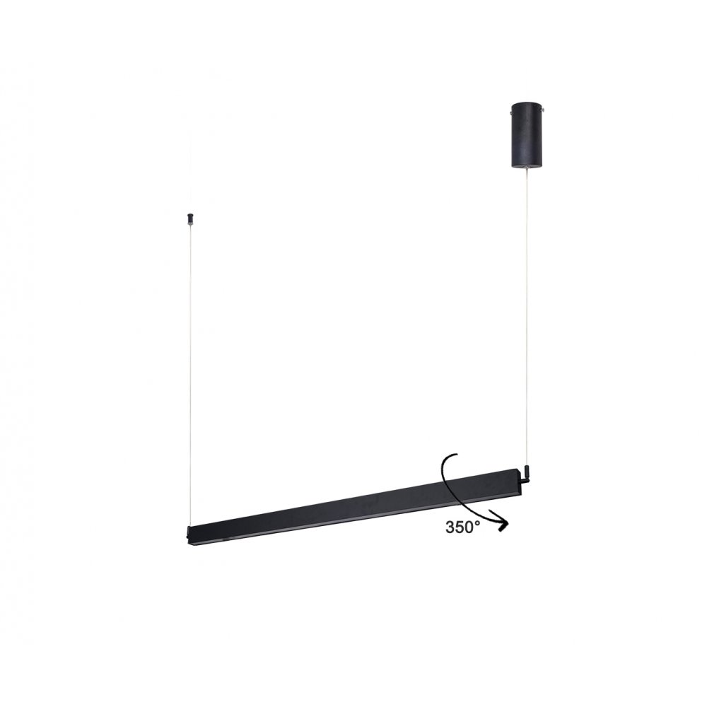 Чёрный длинный линейный подвесной поворотный светильник «Талия» 08208-125,19