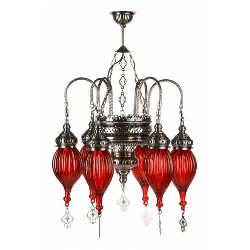 Люстра с красными плафонами «Алладин» 102202ST-6,06
