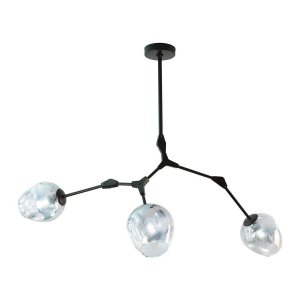 Чёрная люстра на штанге с голубыми плафонами «Нисса»