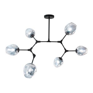 Чёрная люстра на штанге с голубыми плафонами «Нисса»