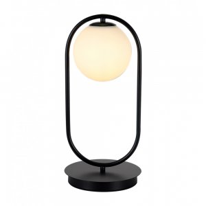 Чёрная настольная лампа с белым шаром «Кенти»
