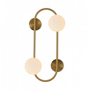 Настенный светильник овал бронзового цвета с двумя плафонами шар «Калле»