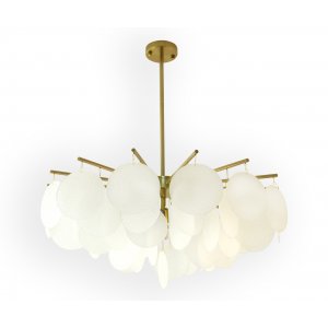 Бронзовая люстра на штанге с подвесками стеклянный диск «Альвия»