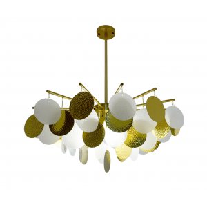 Бронзовая люстра на штанге с подвесками диски «Альвия»