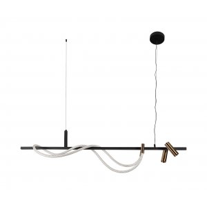 Длинная подвесная люстра с неоном 140см 88Вт + 2 спота 3Вт 3000К «Кайли»