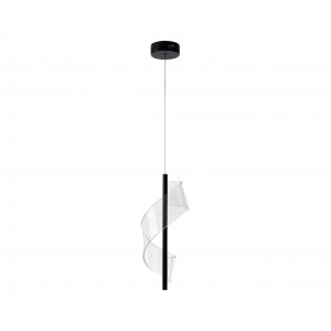Чёрный подвесной светильник с акриловой спиралью «Илина»