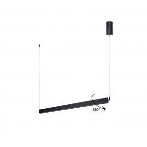Чёрный длинный линейный подвесной поворотный светильник «Талия»