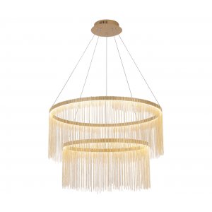 Золотая подвесная люстра два кольца с цепочками 60/40см 60Вт 3000К «Агни»