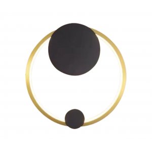 Чёрно-латунный настенный светильник кольцо D25см 16Вт 4000К «Эрин»
