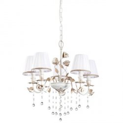 Белая подвесная люстра с розами и хрустальными подвесками L12705.47 FLORIAN