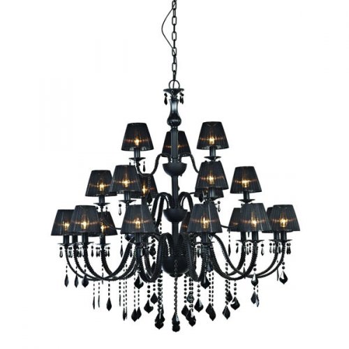 Подвесная люстра чёрного цвета с хрустальными подвесками PALERMO L19900.09