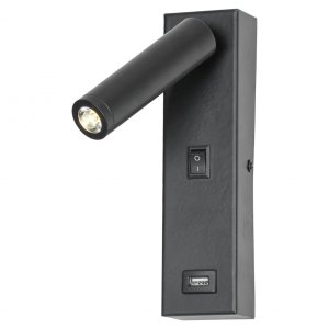 Чёрный светодиодный спот с выключателем и USB «Cozy»