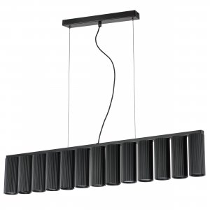 Чёрный длинный подвесной светильник с цилиндрами «Roma»