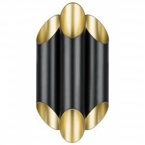 Чёрно-золотой настенный светильник из труб для подсветки «Siena»
