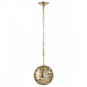 Подвесной светильник шар золотого цвета с хрустальными подвесками внутри «Verona»