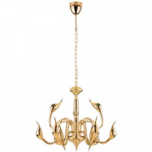 Подвесная люстра золотого цвета лебеди «Cigno Collo»