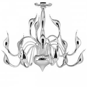 Хромированная потолочная люстра лебеди «Cigno Collo»