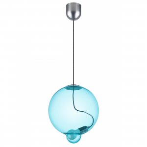 Голубой подвесной светильник с плафоном шар 30см «Colore»