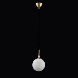 Подвесной светильник белый шар, основание золотое «Globo»